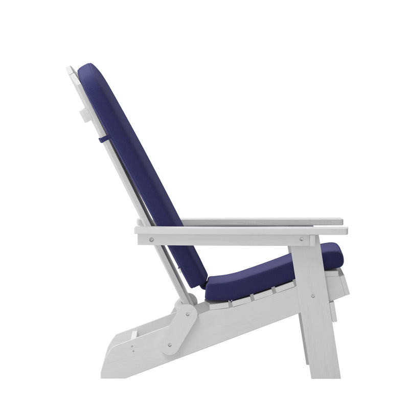 Riviera Set of 2 Weather Resistant Folding Adirondack Patio Chairs With Vertical Lattice Backs and Comfort Foam Cushions