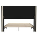 Percy Modern Platform Bed with Padded Channel Stitched Faux Linen Upholstered Wingback Headboard and 8.6" Underbed Clearance