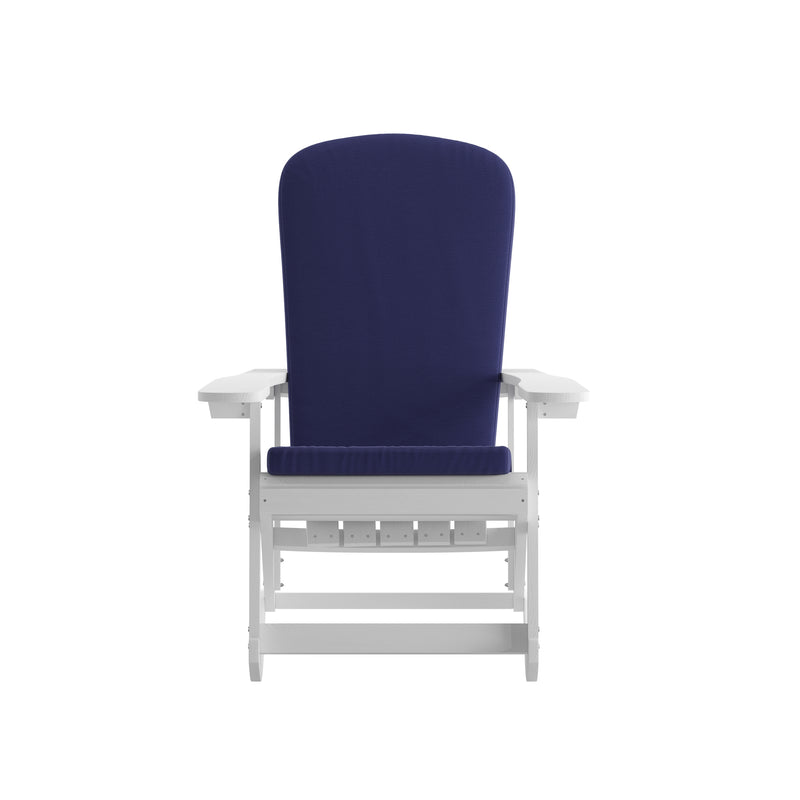 Atlantic All-Weather Polyresin Adirondack Rocking Chair with Vertical Slats and Weather Resistant Cushions