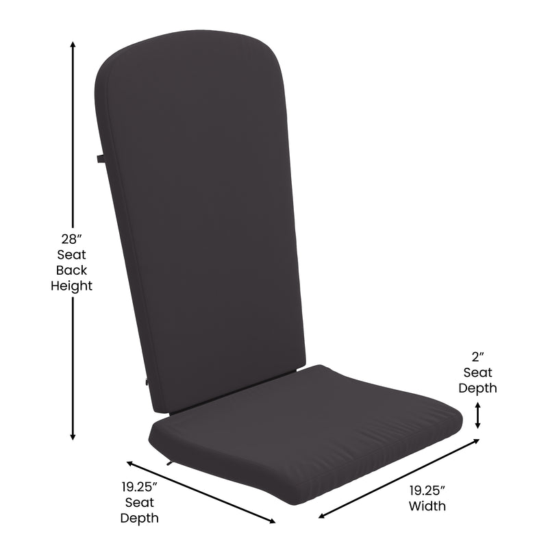 Riviera Set of 2 Weather Resistant Folding Adirondack Patio Chairs With Vertical Lattice Backs and Comfort Foam Cushions