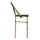 Mael Set of Two Stacking French Bistro Style Bar Stools with Textilene Seat and Bamboo Finished Metal Frame for Indoor/Outdoor Use