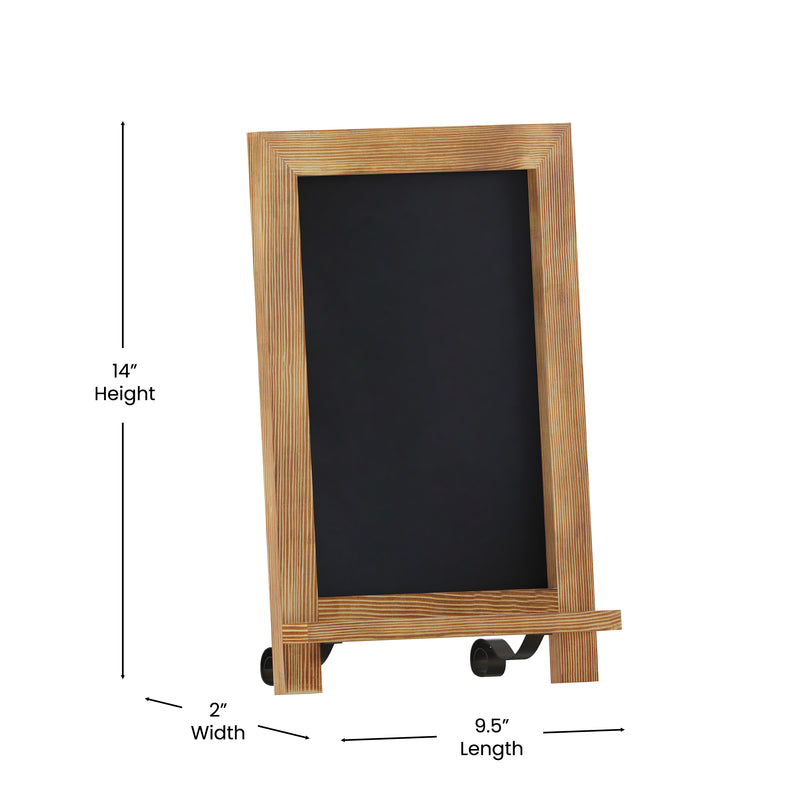 Magda Set of 10 Wall Mount or Tabletop Magnetic Chalkboards with Folding Metal Legs in Torched Wood,  9.5" x 14"