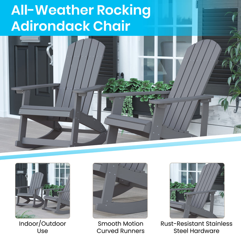 Atlantic All-Weather Polyresin Adirondack Rocking Chair with Vertical Slats and Weather Resistant Cushions