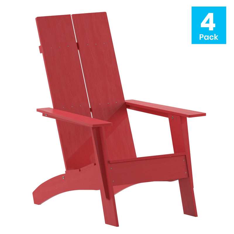 Set of 4 Piedmont Modern All-Weather Poly Resin Wood Adirondack Chairs